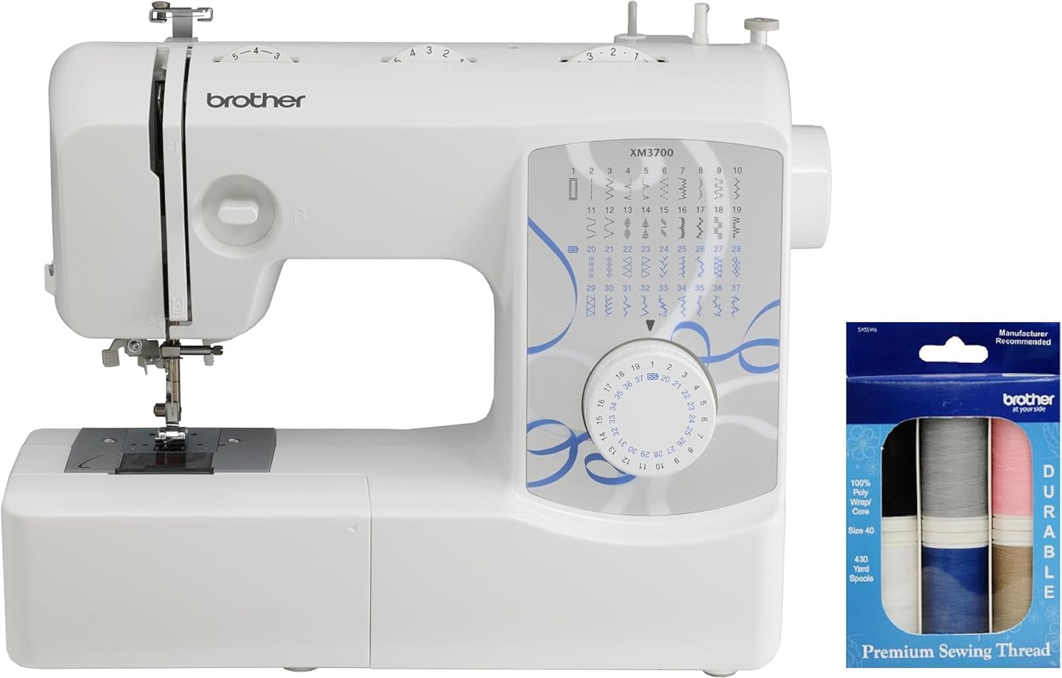 Brother XM3700 Sewing Machine, 37 Builtin Stitches, 5 Included Sewing
