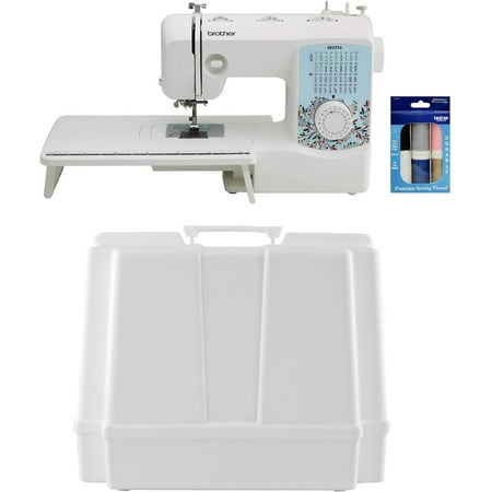 Brother XR3774 37-Stitch Sewing and Quilting Machine with Wide Table, Hard Plastic Storage and Carry Case, Premium Sewing Thread 6-Pack Included