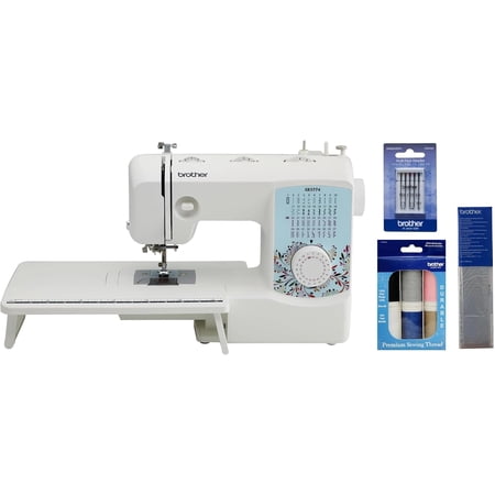 Brother XR3774 Sewing and Quilting Machine, 37 Built-in Stitches, Wide Table, 8 Sewing Feet, Premium Thread 6-Pack, Water-Soluble Stabilizer and Sewing Machine Needles 5-Pack