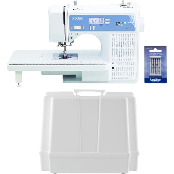 Brother XR9550 Computerized Sewing and Quilting Machine, 165 Built-In Stitches, Wide Table, Hardcase for Carrying and Storage and 5-Piece Sewing Machine Needles