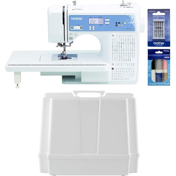 Brother XR9550 Computerized Sewing and Quilting Machine, 165 Built-In Stitches, Wide Table, Hardcase for Carrying and Storage, Premium Sewing Thread 6-Pack and 5-Piece Sewing Machine Needles