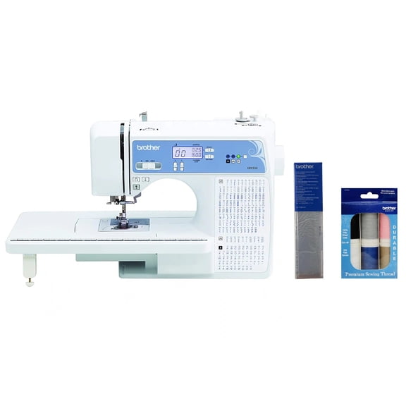 Brother XR9550 Computerized Sewing and Quilting Machine, 165 Built-in Stitches, LCD Display, Wide Table, 6-Pack Premium Thread and Water-Soluble Stabilizer Roll Included