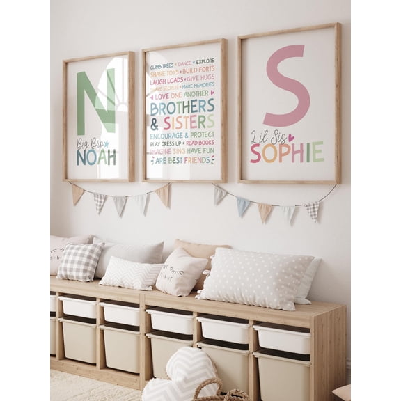 Brother and Sister Make Best Friends Prints, Sibling Prints, Shared Bedroom, Big Bro Lil Sis, Girls Bedroom, Boys Bedroom, Poster Only