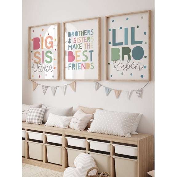 Brother and Sister Make Best Friends Prints, Sibling Prints, Shared Bedroom, Big Sis Lil Bro, Girls Bedroom, Boys Bedroom, Poster Only
