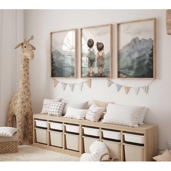 Brother and Sister Nursery Decor Sibling Wall Decor Shared Sibling Room Adventure Set 3 Unframed Paper Print 8x12