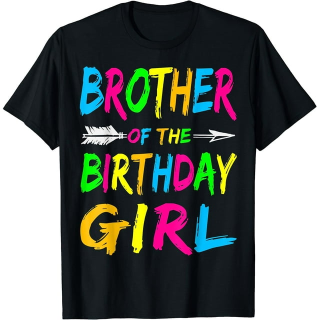 Brother of the Birthday Girl Glows Retro 80's Party Shirt T-Shirt ...