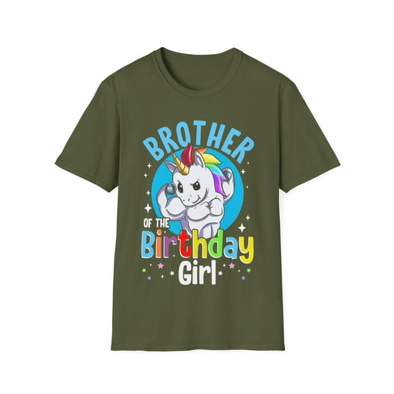 Brother of the Birthday Princess Girl Muscle Unicorn tee shirt