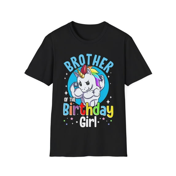 Brother of the Birthday Princess Girl Muscle Unicorn tee shirt