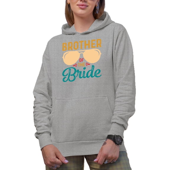 Brother of the Bride, Wedding Themed, Heather Grey Hooded Sweatshirt or Hoodie, Medium