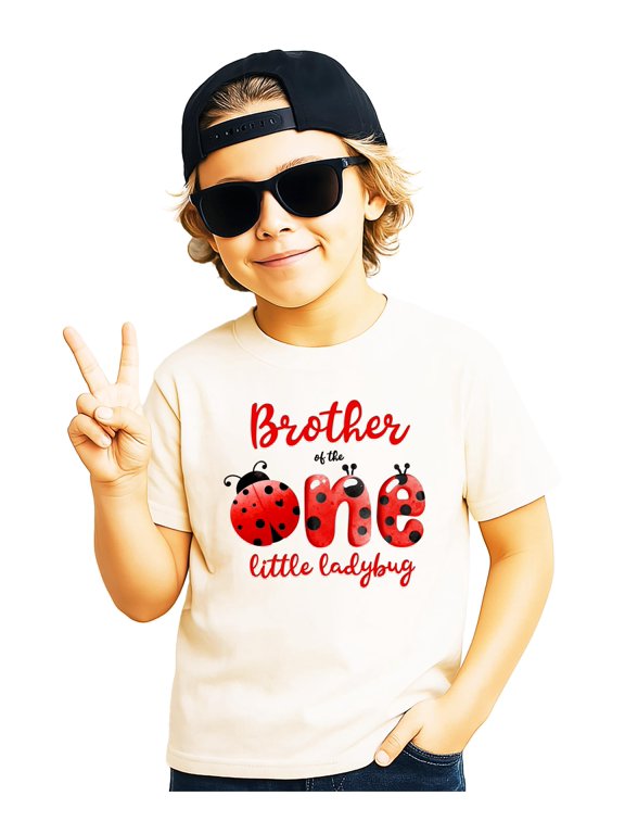 Brother of the One Little Ladybug Shirt for Boys Girls 1st Birthday Matching Family Party Tee Natural Shirt 3T