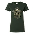 thumbnail image 1 of Brotherhood Biker Motorcycles Cross and Skull Pop Culture Womens Graphic T-Shirt, Forest Green, Large, 1 of 3