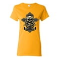 thumbnail image 1 of Brotherhood Biker Motorcycles Cross and Skull Pop Culture Womens Graphic T-Shirt, Gold, Medium, 1 of 3
