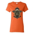 thumbnail image 1 of Brotherhood Biker Motorcycles Cross and Skull Pop Culture Womens Graphic T-Shirt, Orange, 3XL, 1 of 3