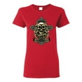 thumbnail image 1 of Brotherhood Biker Motorcycles Cross and Skull Pop Culture Womens Graphic T-Shirt, Red, 3XL, 1 of 3