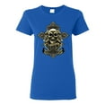 thumbnail image 1 of Brotherhood Biker Motorcycles Cross and Skull Pop Culture Womens Graphic T-Shirt, Royal, Medium, 1 of 3