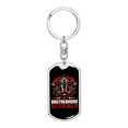 thumbnail image 1 of Brotherhood Forced By Fire Stainless Steel or 18k Gold Premium Swivel Dog Tag Keychain, 1 of 10