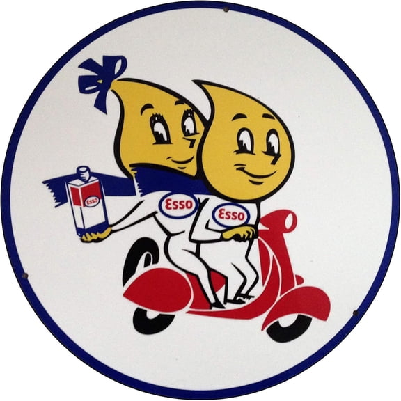 Brotherhood Vintage Gas Sign Reproduction Vintage Metal Signs Round Metal Tin Sign for Garage and Home 8 Inch Diameter – Esso