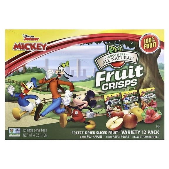 Brothers-All-Natural, Disney Junior, Fruit Crisps, Variety Pack, 12 Single Serve Bags, 4 oz Pack of 3