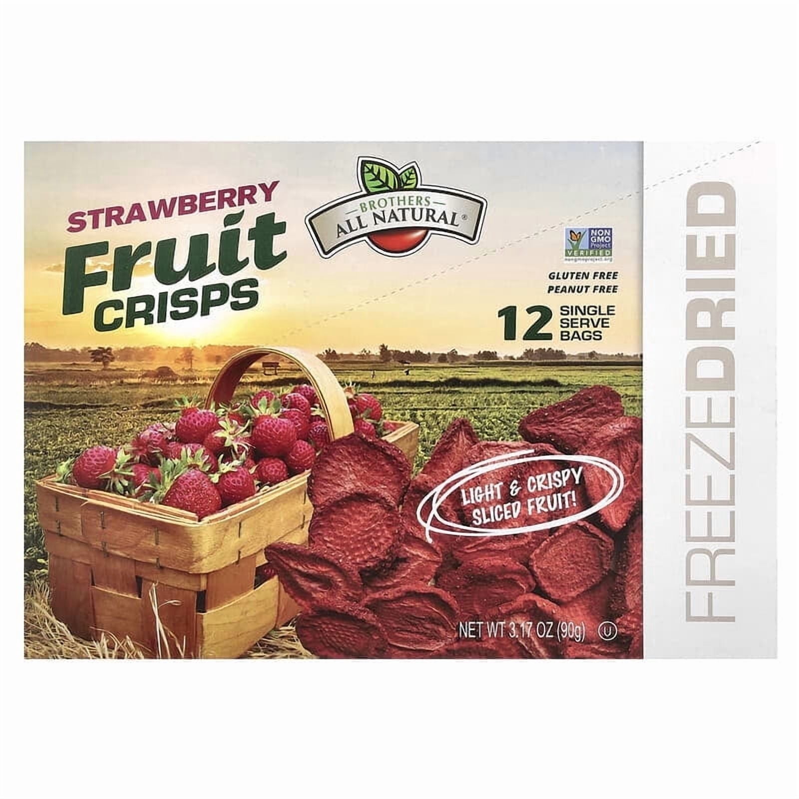 Brothers-All-Natural, Freeze Dried - Fruit Crisps, Strawberry , 12 Single-Serve Bags, 3.17 oz Pack of 2