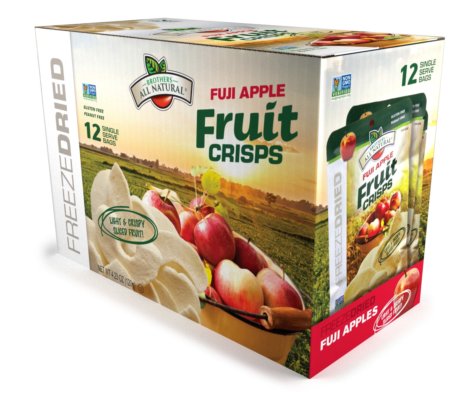 Brothers All Natural Freeze Dried Fuji Apple Crisps, 0.35 oz, 12 Count