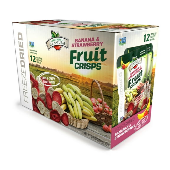 Brothers All Natural Freeze Dried Strawberry & Banana Crisps, 0.42 oz, 12 Count