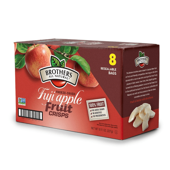 Brothers All Natural Freeze Dried Fruit Crisps, Fuji Apple, 1 Oz (Pack of 8), Made with 100% Fruit, Gluten Free, Soy Free, Vegan, Healthy Snack, Resealable Pouch