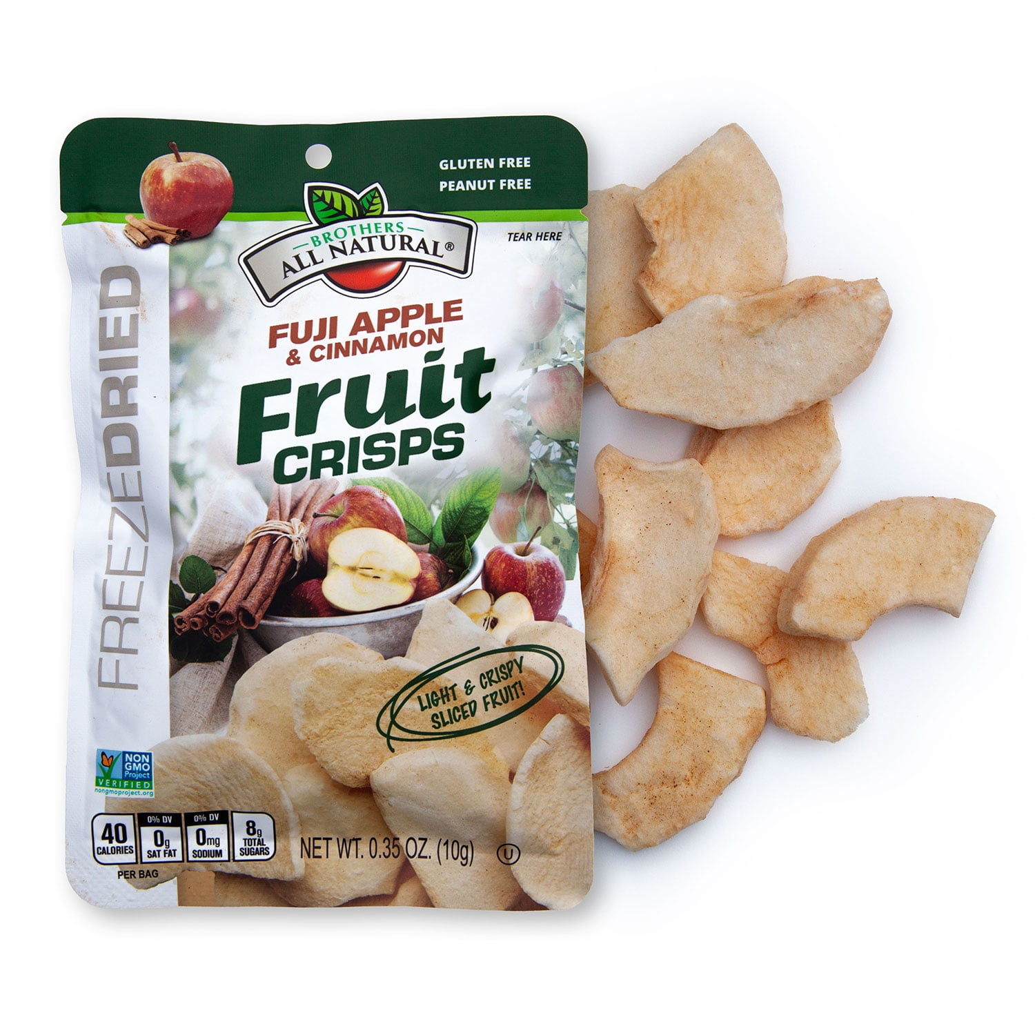 Brothers All Natural, Fuji Apple and Cinnamon Freeze Dried Fruit Crisps, Gluten Free, Non-GMO, Nothing Added, 0.35 oz. (Pack of 24)