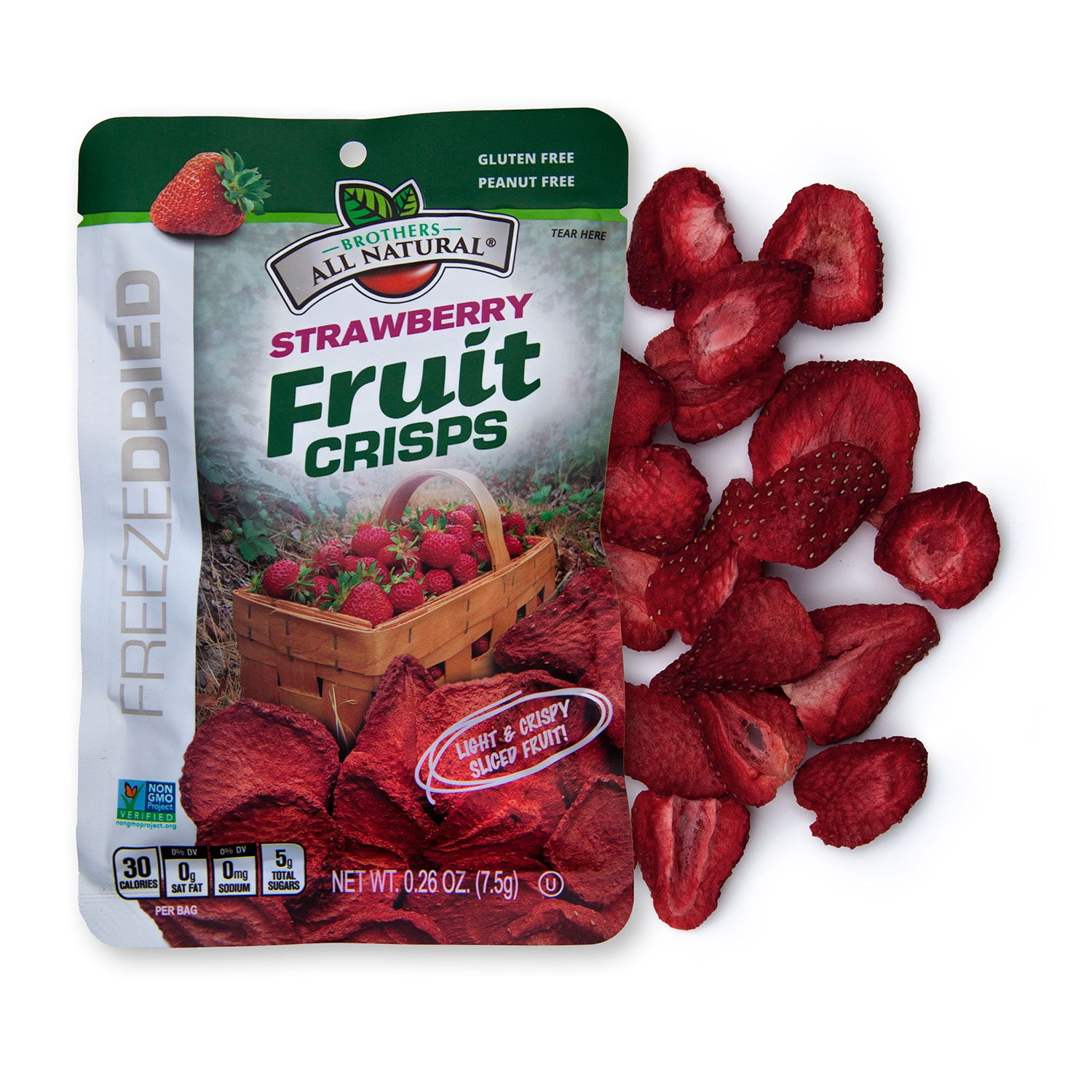 Brothers All Natural, Strawberry Freeze Dried Fruit Crisps, Gluten Free, Non-GMO, Nothing Added, 0.26 oz. (Pack of 24)