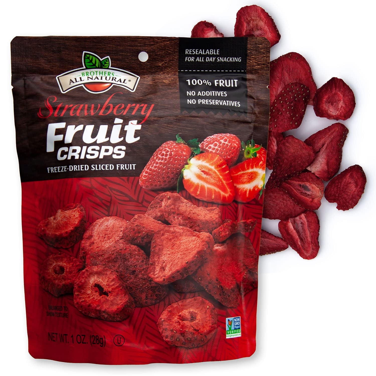 Brothers All Natural, Strawberry MMF7 Freeze Dried Fruit Crisps, Gluten