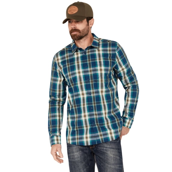 Brothers And Sons Men's Aransas Plaid Print Long Sleeve Button Down Western Hunter Green X-Large