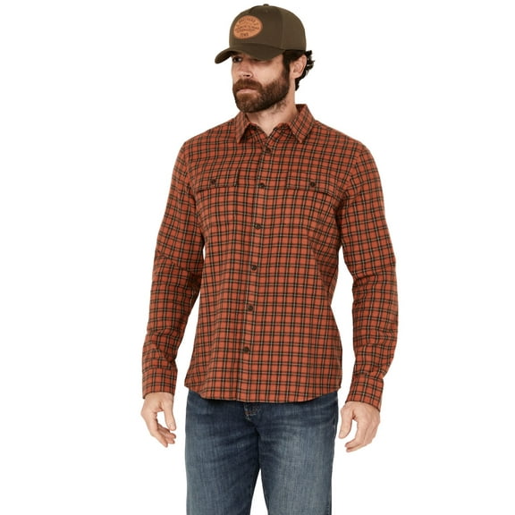 Brothers And Sons Men's Borden Everyday Plaid Print Long Sleeve Button Down Orange Small