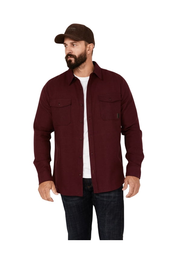 Men's Burley Long Sleeve Button-Down Flannel Shirt Burgundy Medium