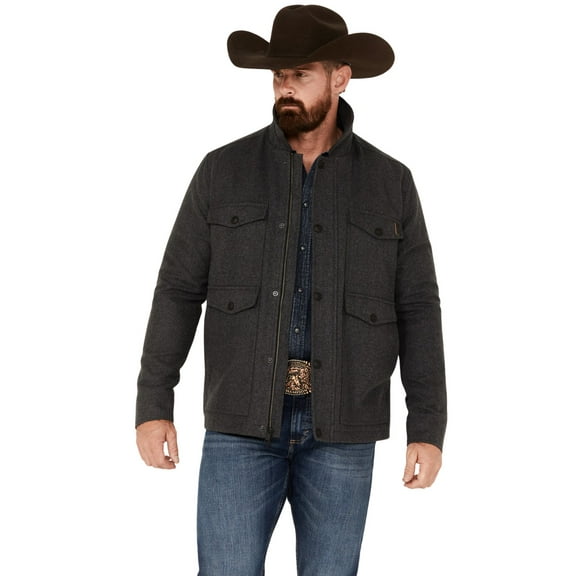 Brothers And Sons Men's Crockett Wool Flannel Lined Snap Jacket Charcoal Large  US