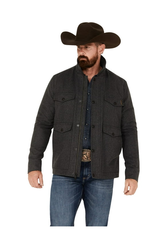 Men's Crockett Wool Flannel Lined Snap Jacket Charcoal Large US