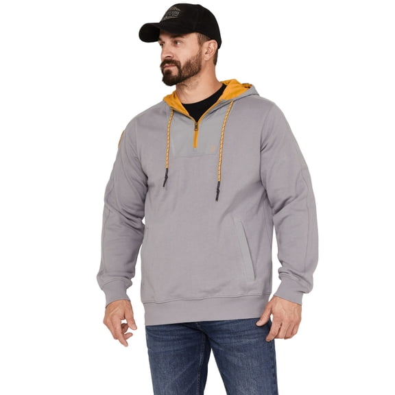 Brothers And Sons Men's French Terry Anorak 1/4 Zip Hooded Pullover Dark Grey Medium US