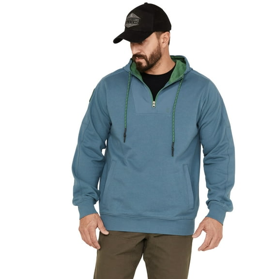Brothers And Sons Men's French Terry Anorak 1/4 Zip Hooded Pullover Teal Medium US