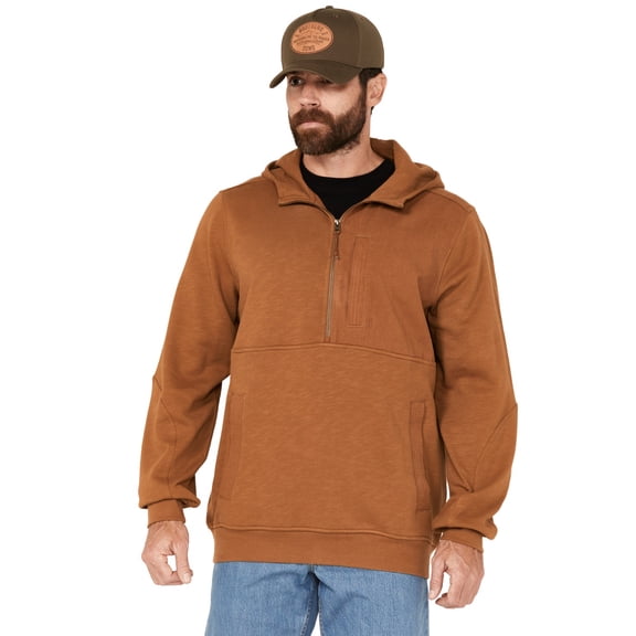 Brothers And Sons Men's Hardin French Terry Hooded Zip Sweatshirt Rust Copper Medium US