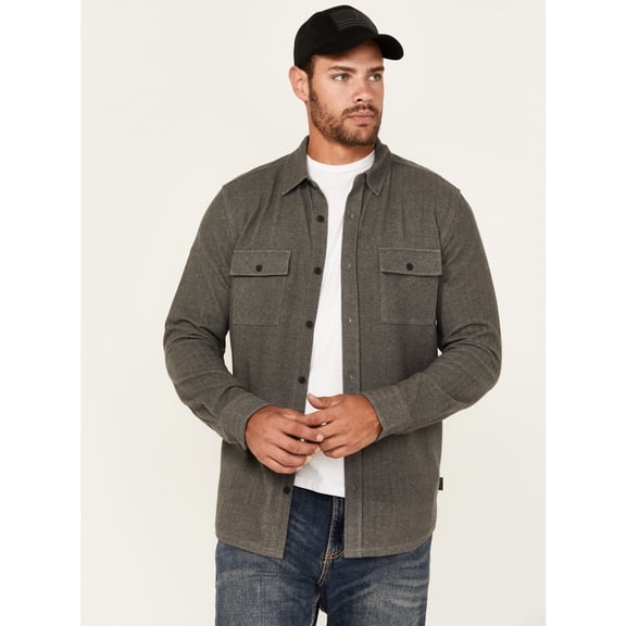 Brothers And Sons Men's Kelcy Herringbone Long Sleeve Button-Down Western Shirt Black US