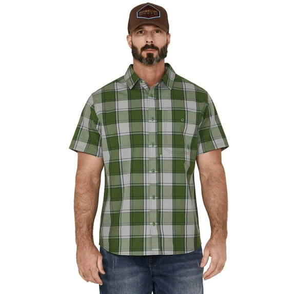 Brothers And Sons Men's Performance Plaid Short Sleeve Button-Down Western Kelly Green Medium