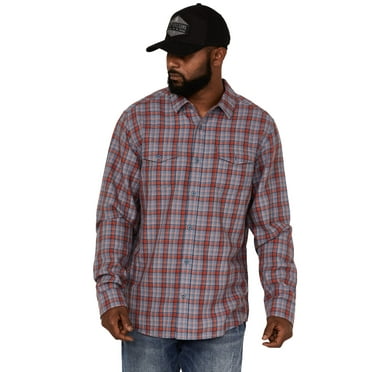 Brothers And Sons Men's Plaid Print Long Sleeve Button Down Western Shirt Indigo X-Large