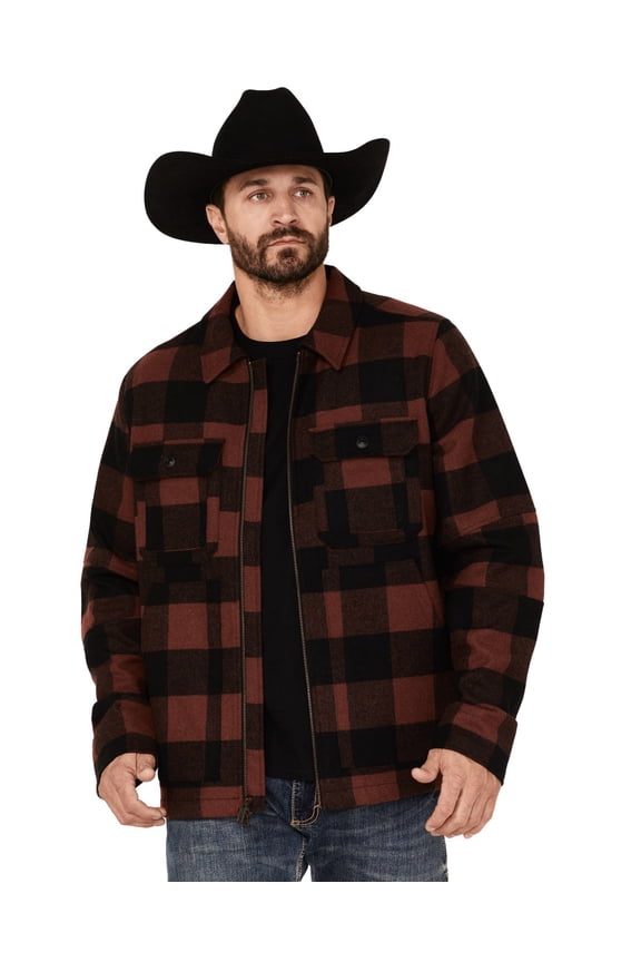 Men's Plaid Print Wool Western Jacket Red X-Large  US