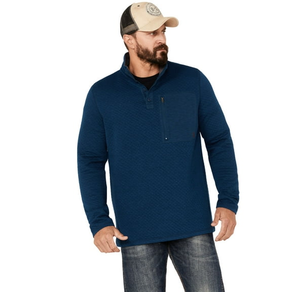 Brothers And Sons Men's Quilted Button Mock Pullover Dark Blue Medium  US