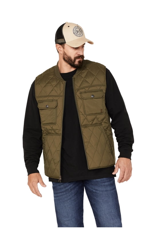 Men's Quilted Varsity Vest Olive Large US