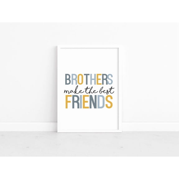 Brothers Best Friends Poster with Shared Bedroom Sibling Decor Unframed Paper Print