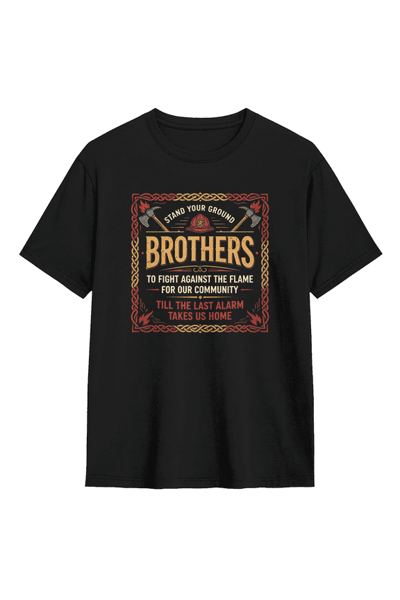 Brothers Firefighter Retro Graphic Tee For Men, Firefighter Family Gift Cotton Short Sleeves T-Shirt