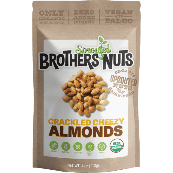 Brothers Nuts Crackled Cheezy Organic Sprouted Almonds - Keto, Vegan, Gluten-Free - 4 oz