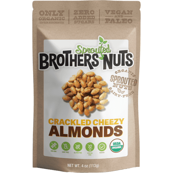 Brothers Nuts Crackled Cheezy Organic Sprouted Almonds - Keto, Vegan, Gluten-Free - 4 oz