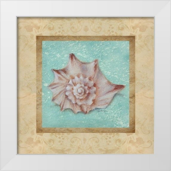 Broughton, Rita 12x12 White Modern Wood Framed Museum Art Print Titled - Shell and Damask II