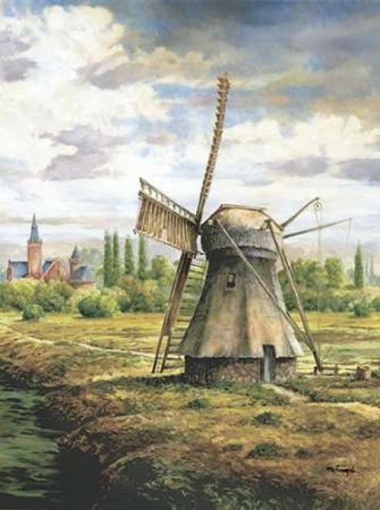Brouwers Windmill Canvas Art - Francis Mastrangelo (18 x 24)