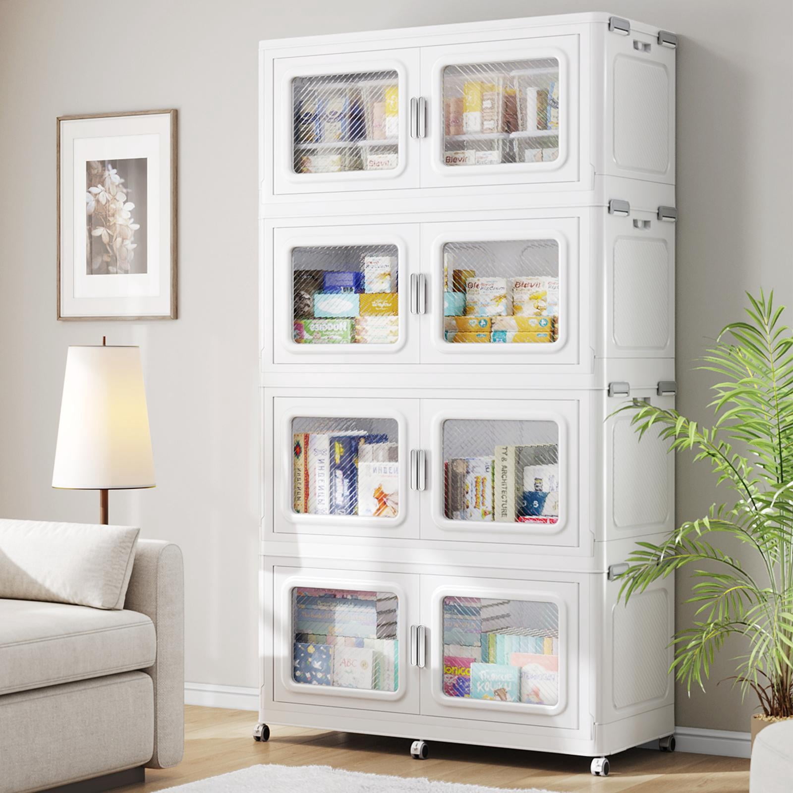 Broview 1200 Qt Stackable Storage Bins with Lids , 300gal Extra Large Plastic Storage Drawers, Collapsable Storage Organizer with Front Opening Door, Closet Organizers and Storage 6 Wheels
